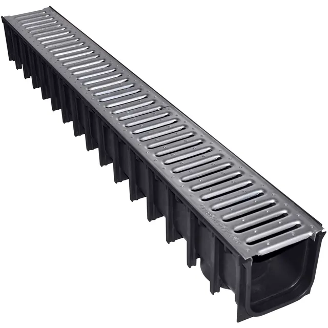 jardibric-caniveau-drainage-a15-1-m-grille-acier-galvanis-e-polypropyl-ne image 1