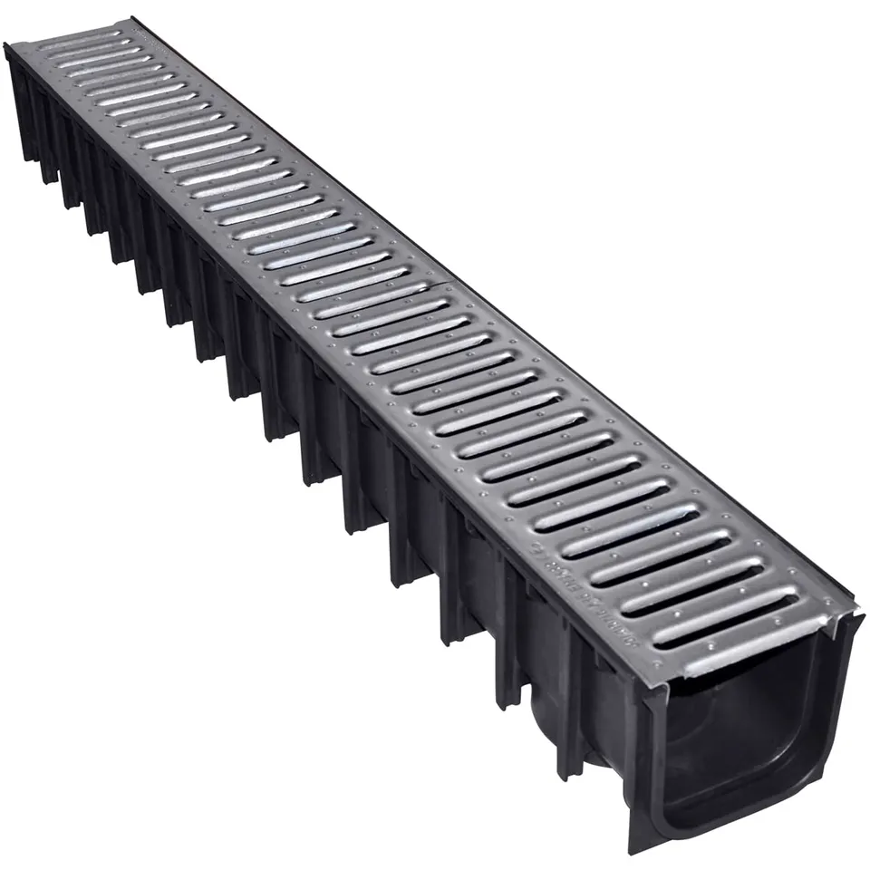 jardibric-caniveau-drainage-a15-1-m-grille-acier-galvanis-e-polypropyl-ne image 1
