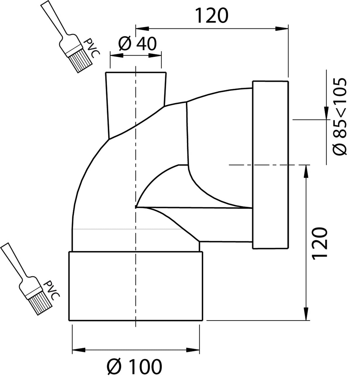 jardibric-pipe-wc-coud-e-100-piquage-40-salle-de-bain image 2