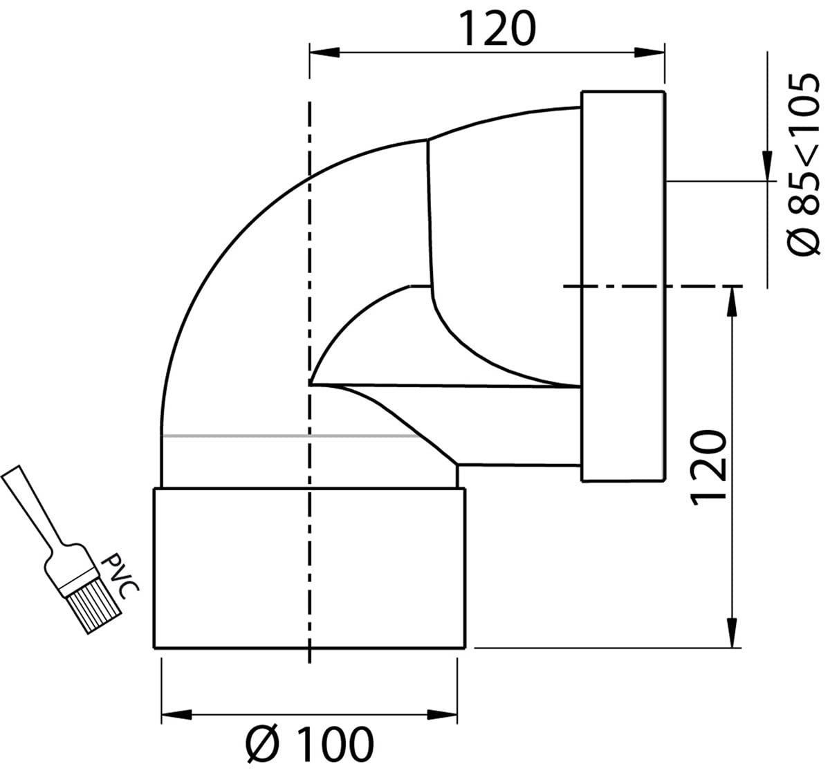 jardibric-pipe-wc-coud-e-courte-100-raccord-compact-85-105 image 2