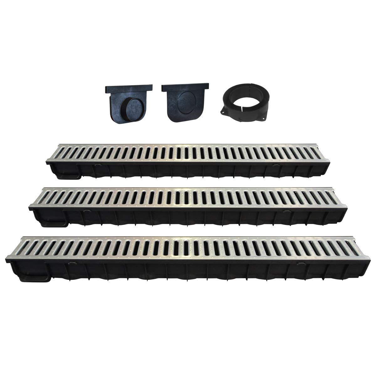 jardibric-kit-caniveau-drainage-a15-3-m-grille-acier-jardin-terrasse image 1