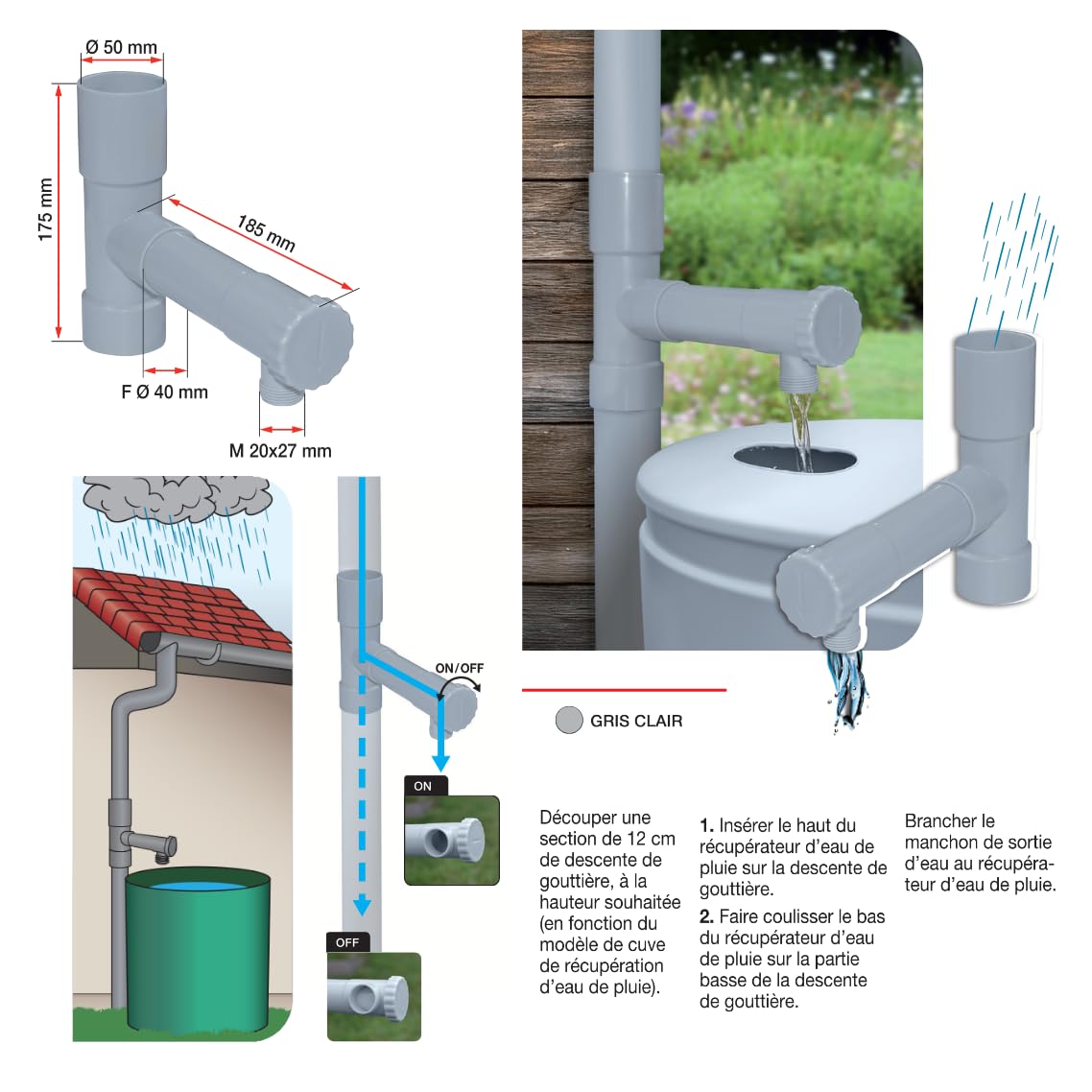 jardibric-collecteur-eau-pluie-50-gris-raccord-goutti-re-20x27 image 5