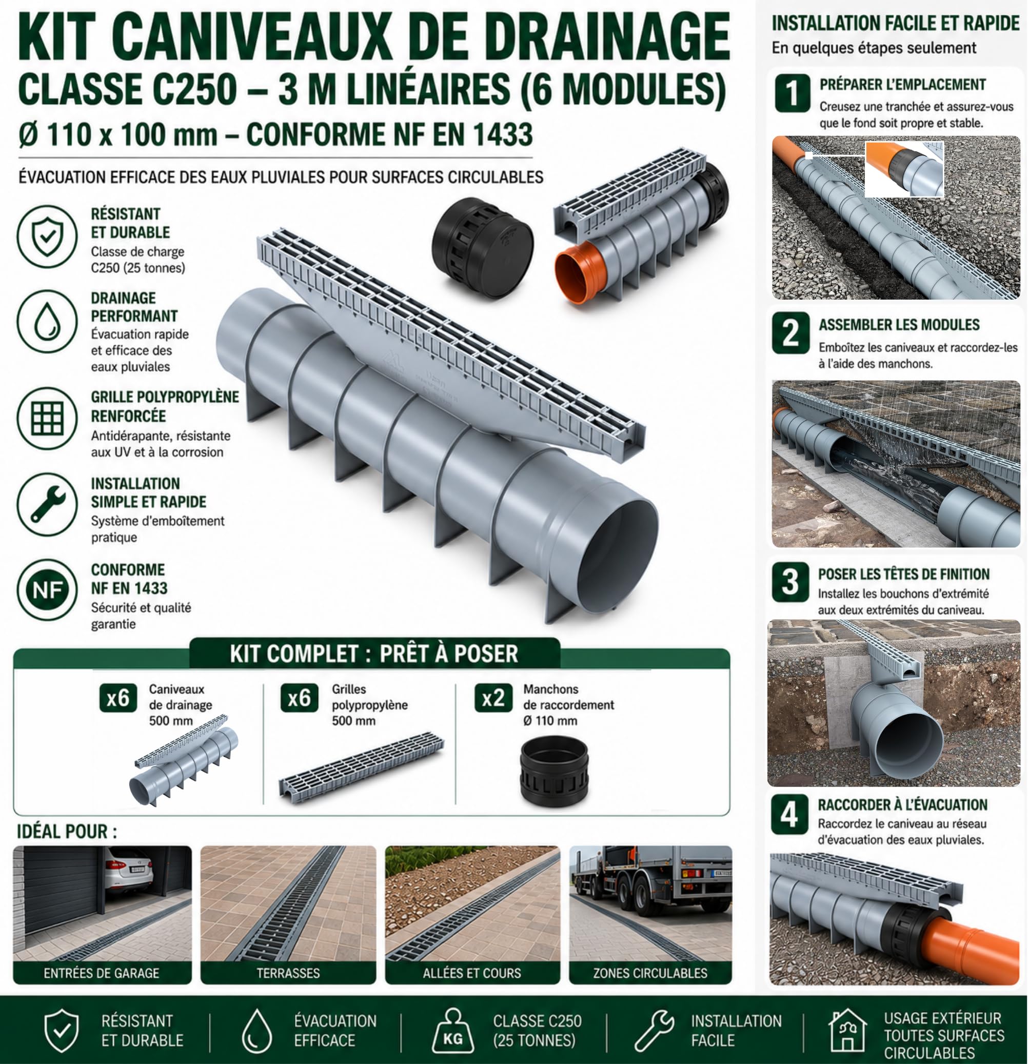 jardibric-kit-6-caniveaux-drainage-c250-3-m-gris image 2